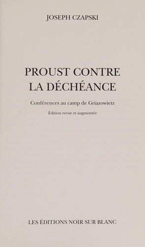 Proust contre la déchéance