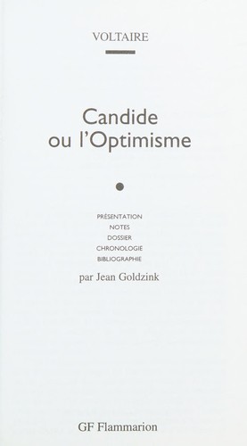 Candide Ou l'Optimisme